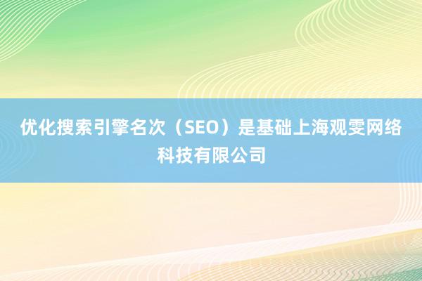 优化搜索引擎名次（SEO）是基础上海观雯网络科技有限公司