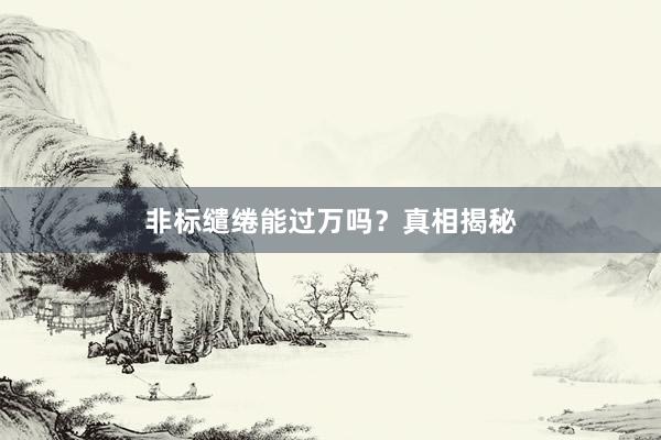 非标缱绻能过万吗？真相揭秘